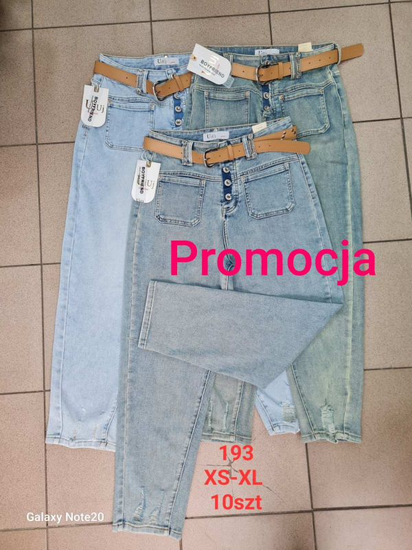 Spodnie damskie jeans Roz XS-XL, 1 Kolor Paczka 10 szt 1